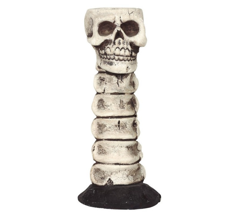 Candelabro calavera resina 17 cms.