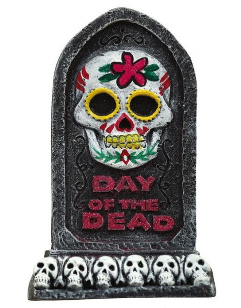 Lápida día de los muertos resina 13x8 cm