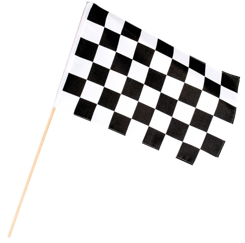 Bandera racing tela con palo 30x45 cm
