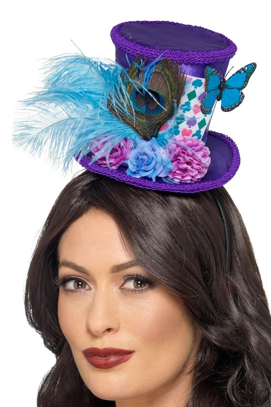 Minisombrero lila con diadema