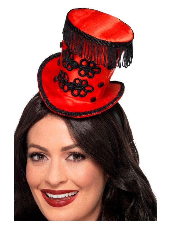 Minisombrero rojo con diadema