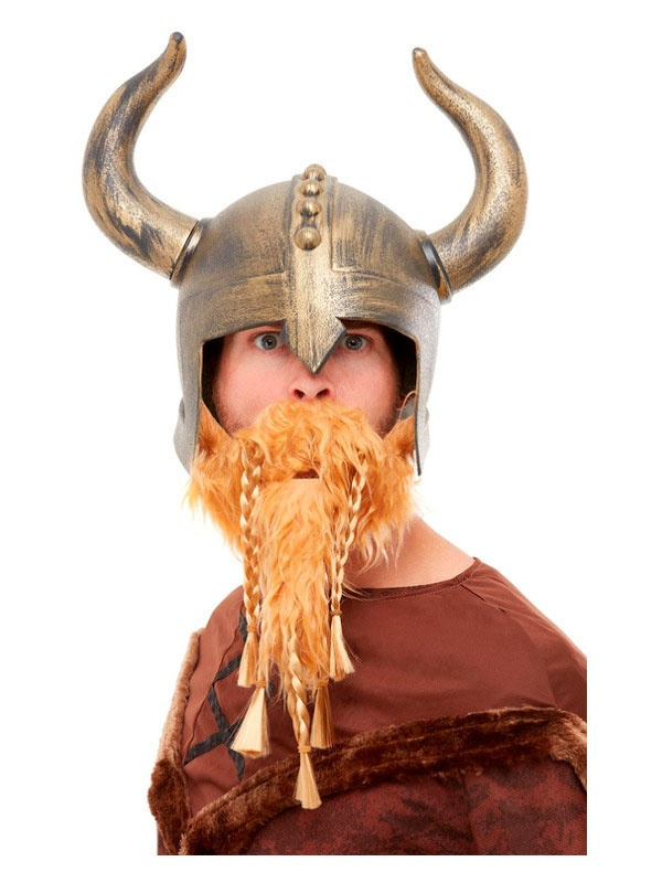 Casco Vikingo dorado con barba adulto