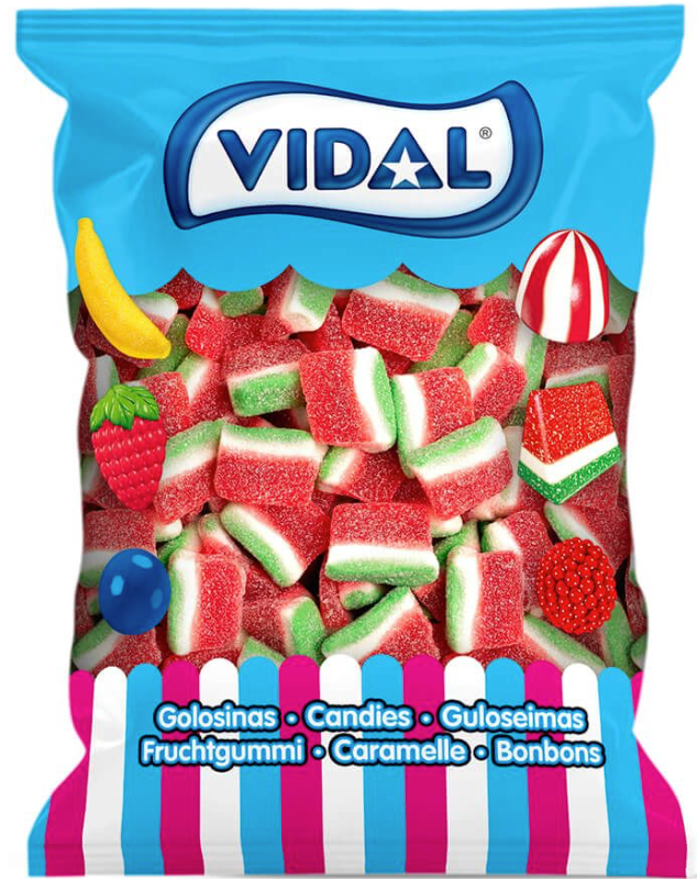 Saco de 1 kg fatias de melancia Vidal