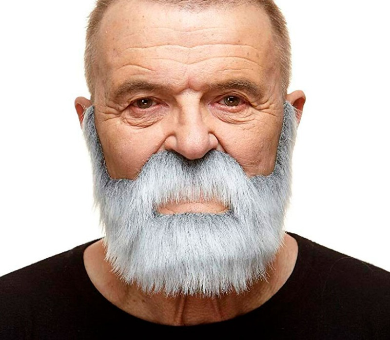 Barba com cabelo grisalho curto Bigode