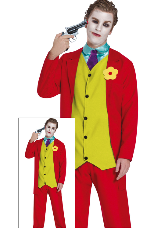 Traje de palhaço sorriso adulto louco