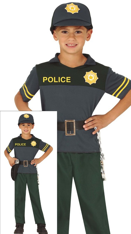 Fato de polícia verde para menino