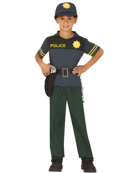 Fato de polícia verde para menino