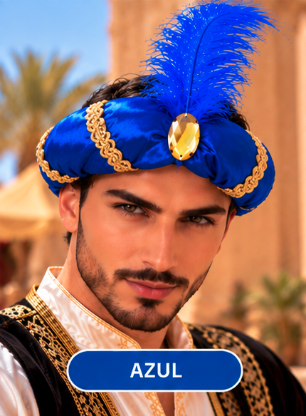 Turbante con pluma deluxe col.varios