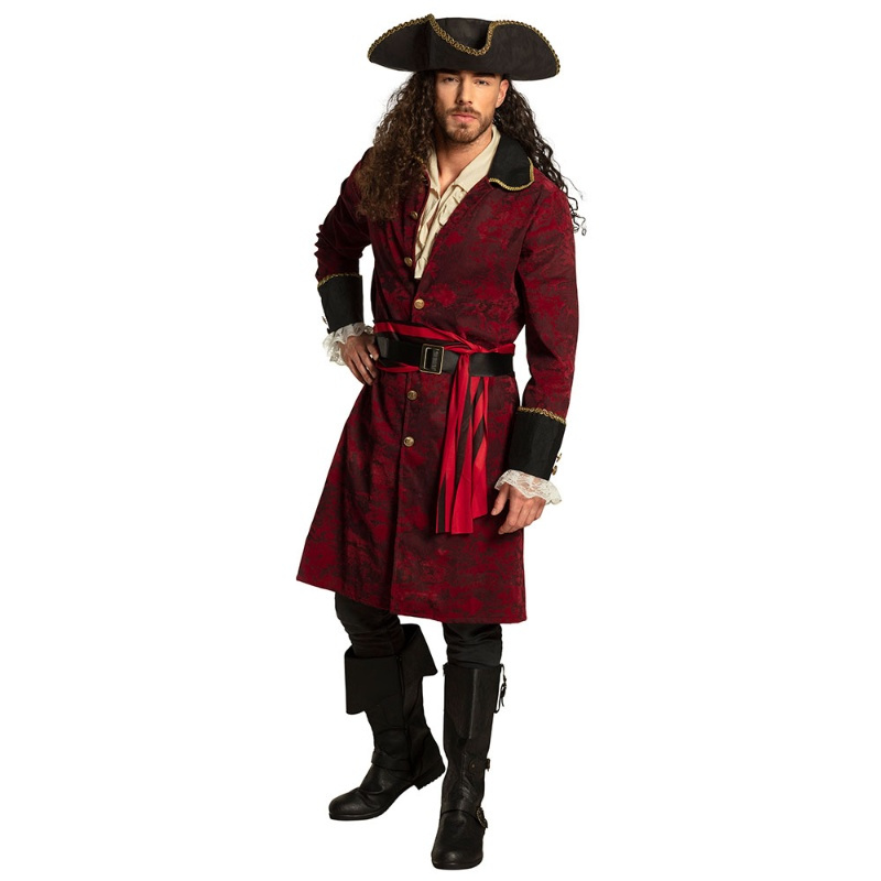 Disfraz Capitan Pirata burdeos hombre