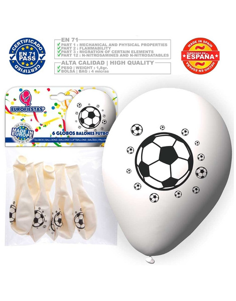Globos Balones de fútbol blanco 6 uds.
