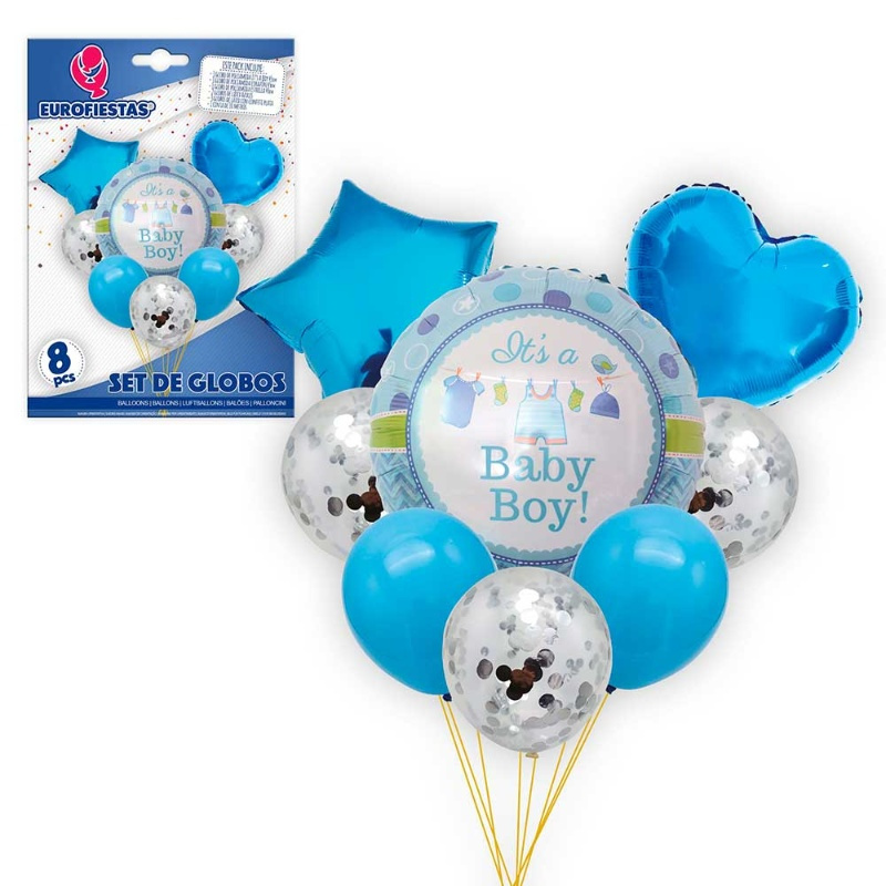 Set Globos 8 piezas Baby Boy