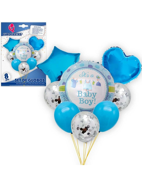 Set Globos 8 piezas Baby Boy