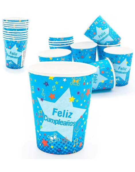 Vasos cumpleaños rosa/celeste