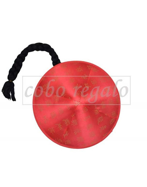 Gorro Chino rojo con trenza