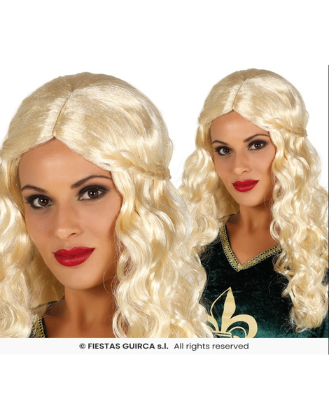 Peluca melena rubia con trenza en caja