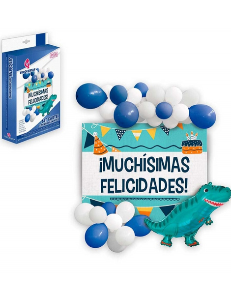 Cartel Tela+Globos Muchis. Felicidades