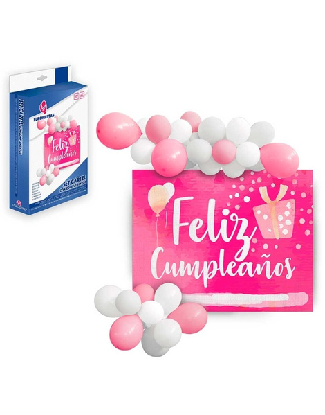 Cartel Tela con Globos Fucsia