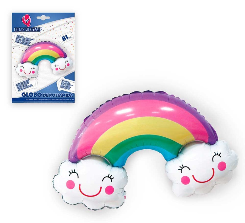 Globo Foil Arco Iris Nubes 81x55cms.