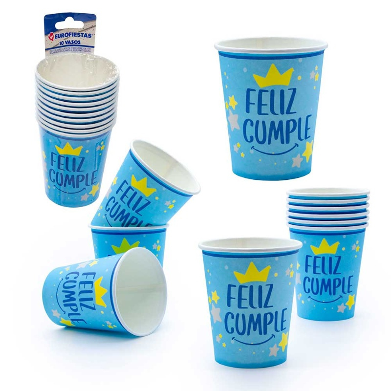 Vasos desechables Col.Feliz Cumple Azul