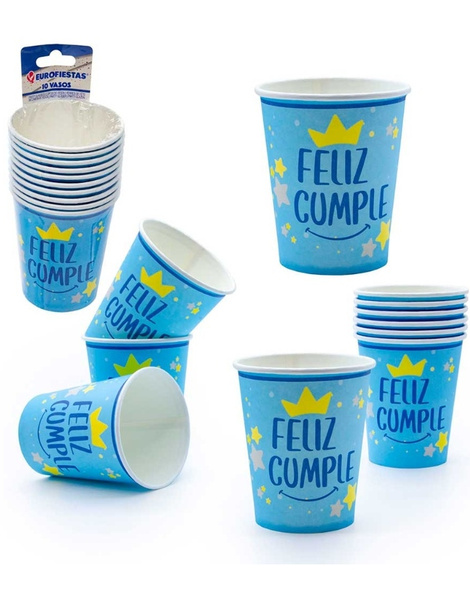 Vasos desechables Col.Feliz Cumple Azul