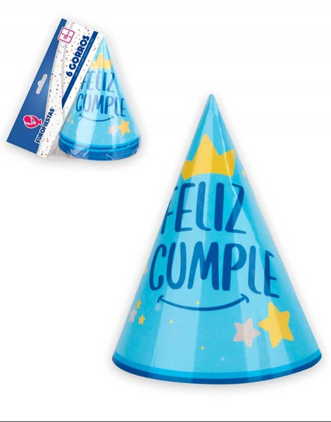 6 Gorros Peq.Colecc. Feliz Cumple azul