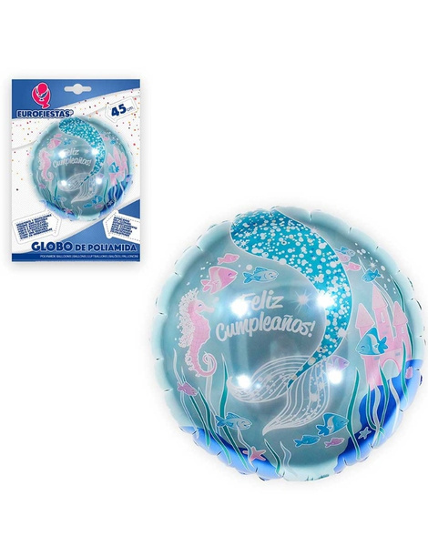 Globo foil redondo F.Cumple Sirena 45cm