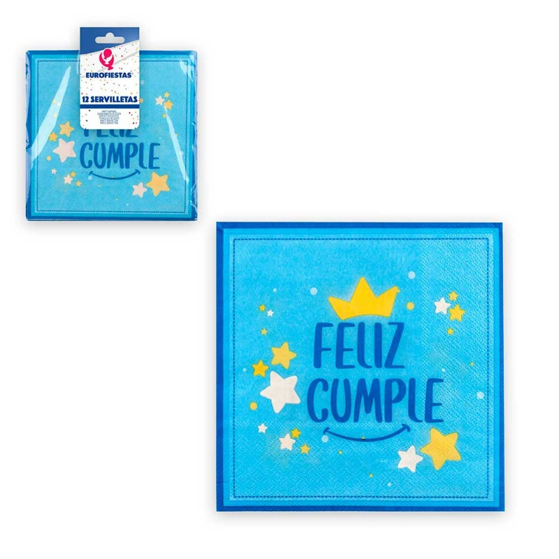 12 Servilletas colección F. Cumple Azul