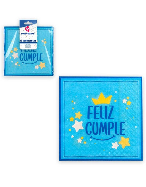 12 Servilletas colección F. Cumple Azul