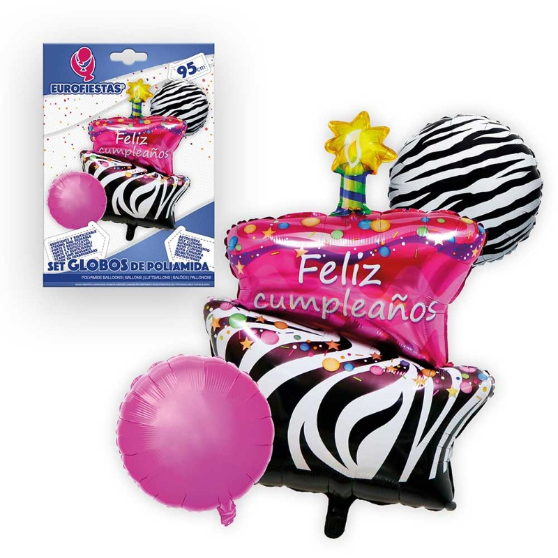 Set globos poliamida Tarta Happy Birthda