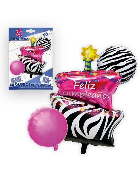 Set globos poliamida Tarta Happy Birthda