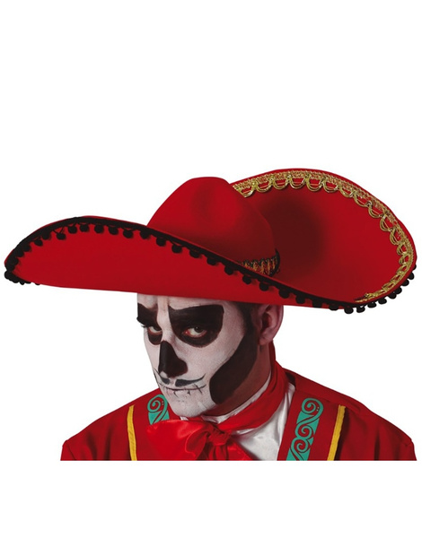 Sombrero mexicano rojo fieltro adulto