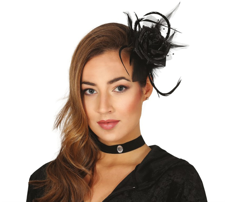 Flor negra para pelo clips