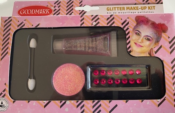 Kit maquillaje rosa purpurinas