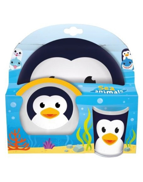 Set vajilla melamina 3 piezas Pingüino