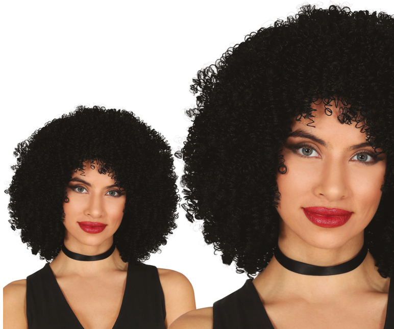 Peluca rizos negra