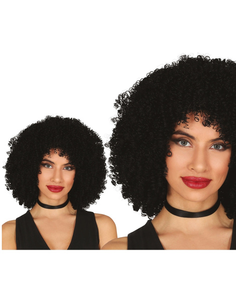 Peluca rizos negra
