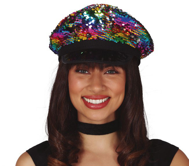 Gorro Policía lentejuelas multicolor