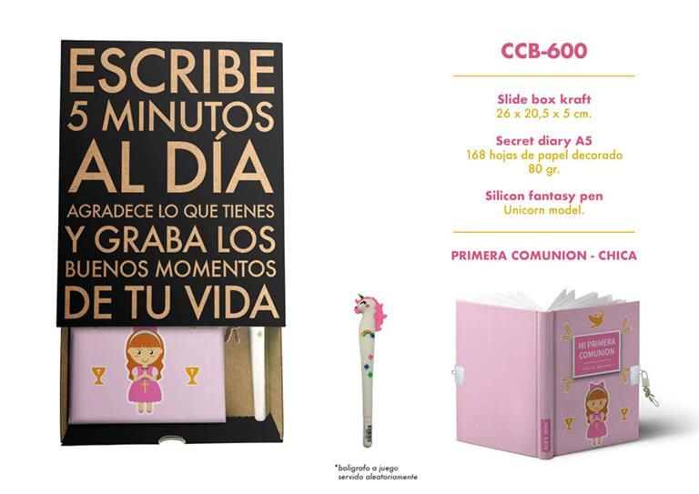 Diario Comunión Rosa+ Bolígrafo en caja