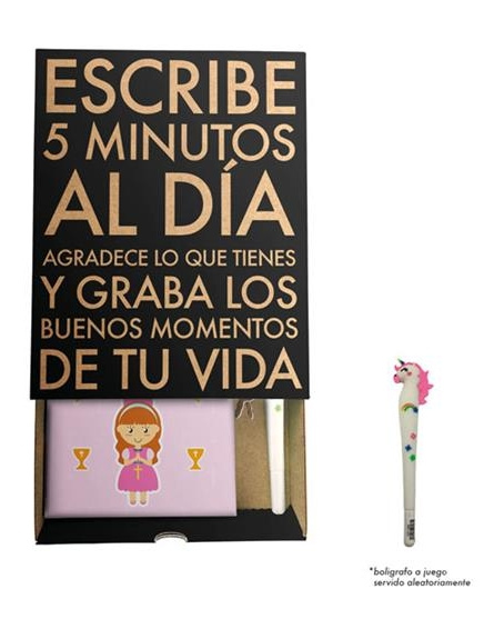 Diario Comunión Rosa+ Bolígrafo en caja