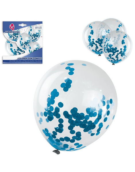 Paquete globos látex con confeti colores