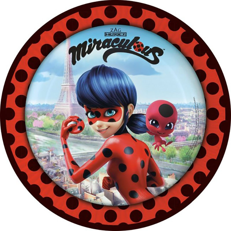 8 Platos Ladybug 23 cms. desechables