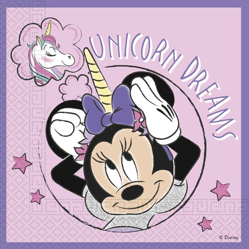 20 Servilletas Minnie Unicornio 33x33cms