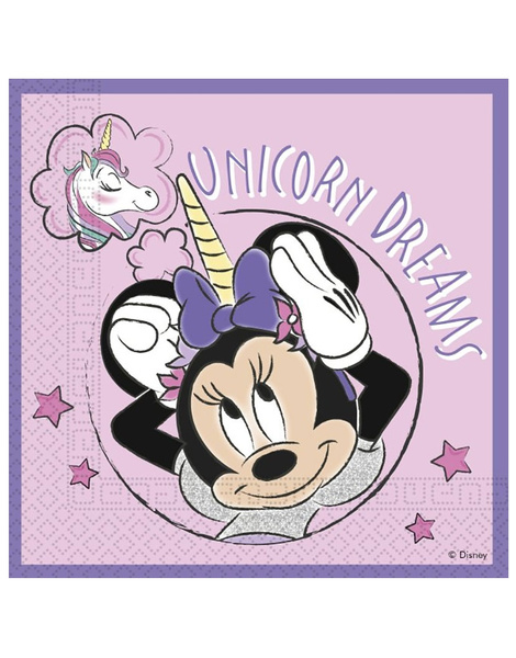 20 Servilletas Minnie Unicornio 33x33cms