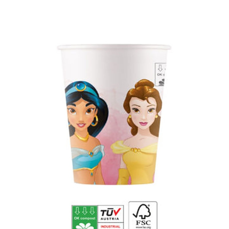 8 Vasos Princesas 200 ml.desechables