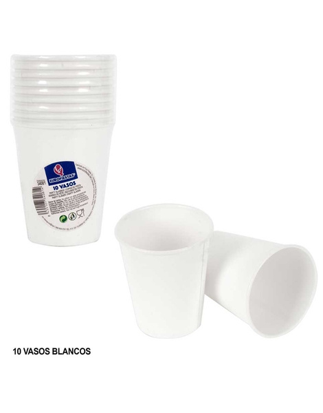 Vasos blancos desechables 10 uds.