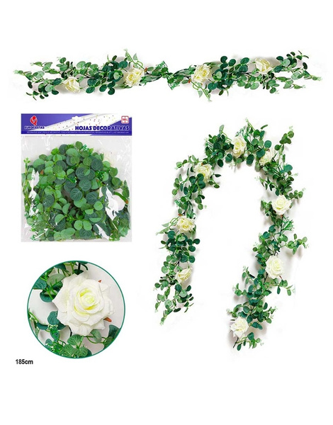 Hojas decorativa rosas blancas
