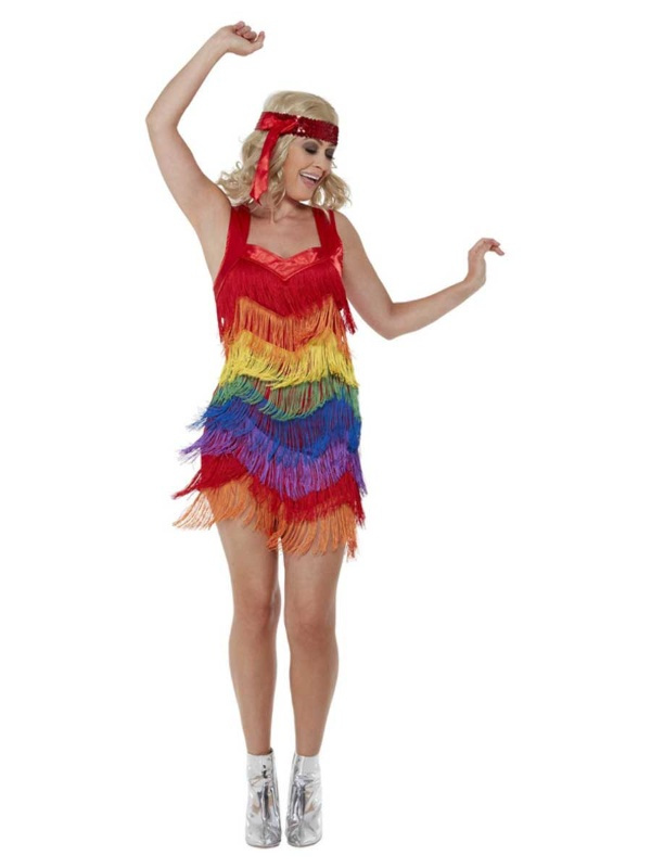 Disfraz vestido multicolor años 20 mujer