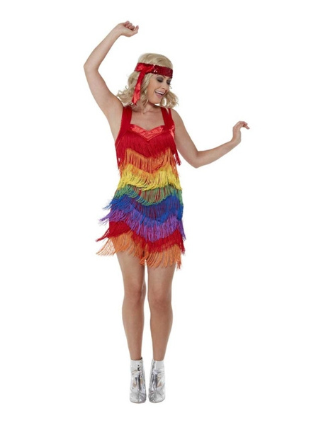 Disfraz vestido multicolor años 20 mujer