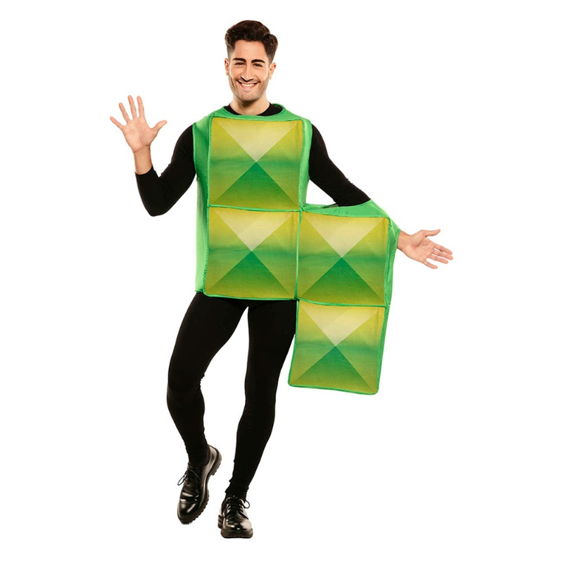 Disfraz Tetris verde S  adulto