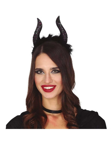 Diadema cuernos negros glitter